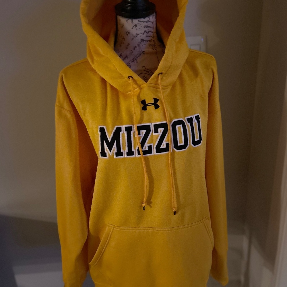 Missouri Tigers Under Armor Mens Sweatshirt Hoodie Pullover Yellow - XL